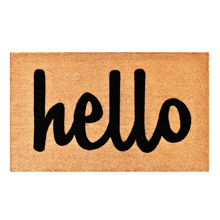 Script Hello Doormat Black / 30"x48"