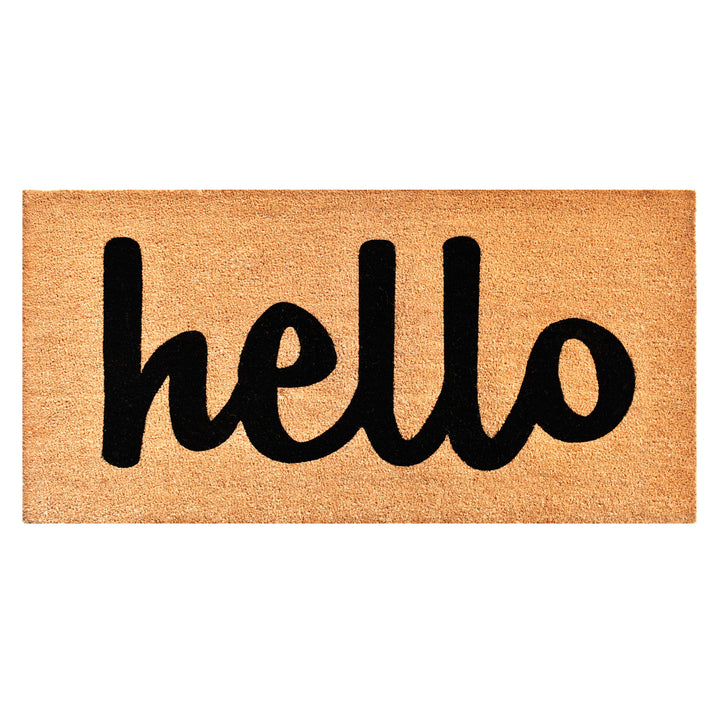 Script Hello Doormat Black / 36"x72"