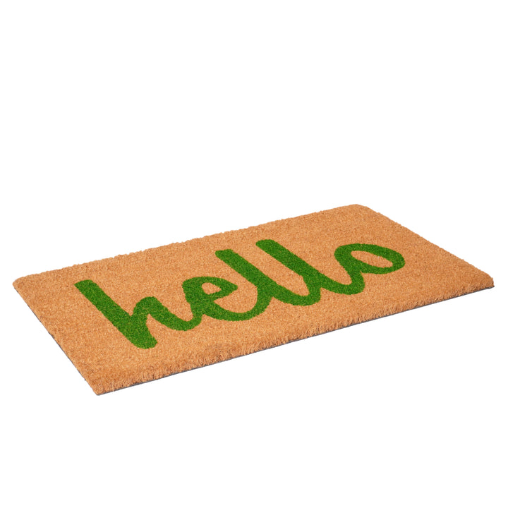 Script Hello Doormat Green / 17"x29"
