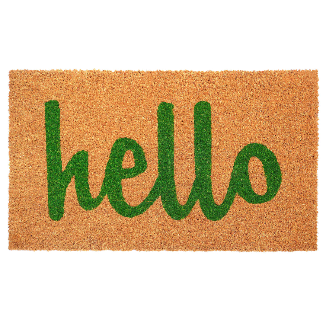 Script Hello Doormat Green / 17"x29"