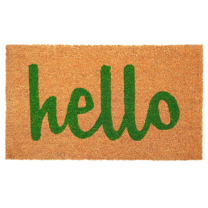 Script Hello Doormat Green / 17"x29"