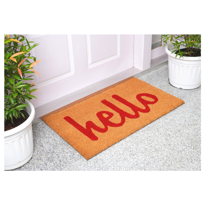 Script Hello Doormat Red / 17"x29"