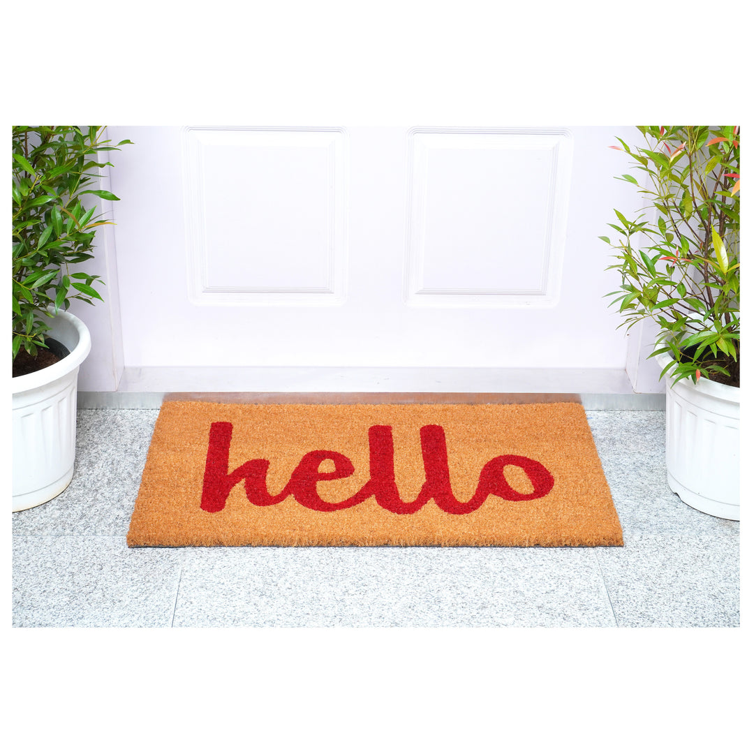 Script Hello Doormat Red / 17"x29"