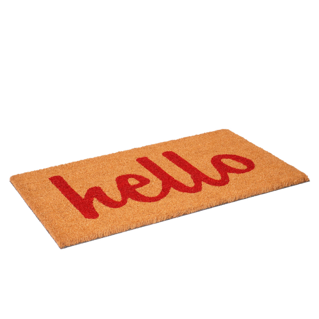 Script Hello Doormat Red / 17"x29"