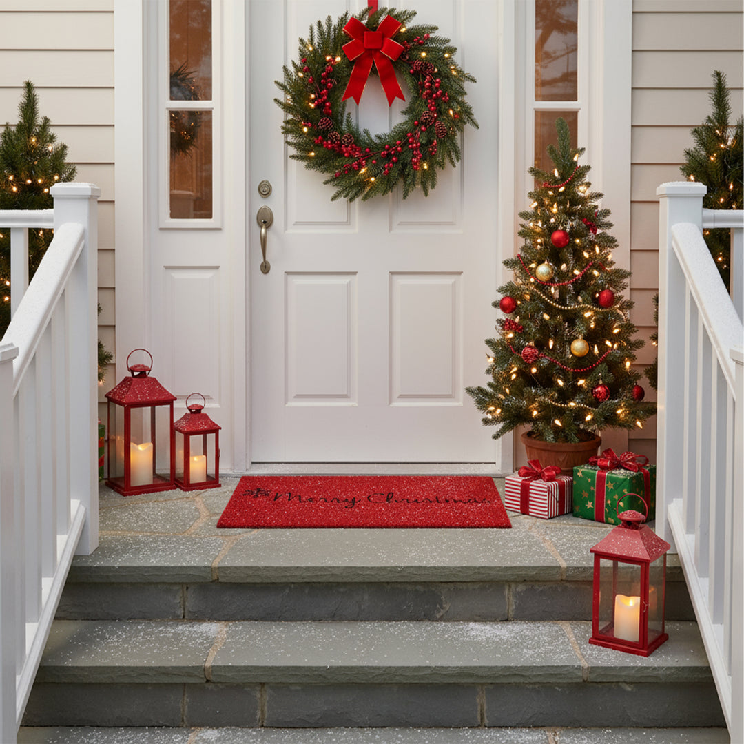 Red Merry Christmas Doormat
