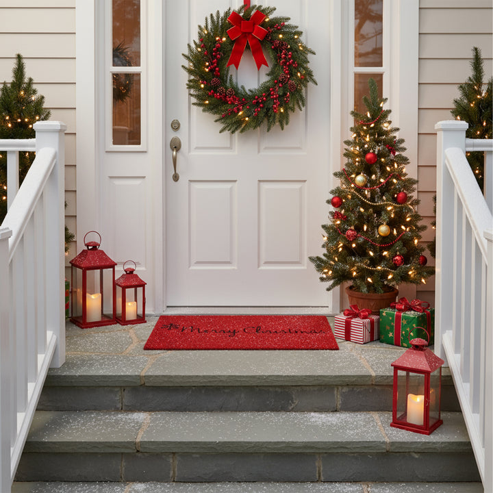 Red Merry Christmas Doormat