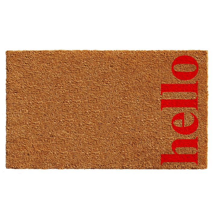 Vertical Hello Doormat Natural/Red Red / 17"x29"