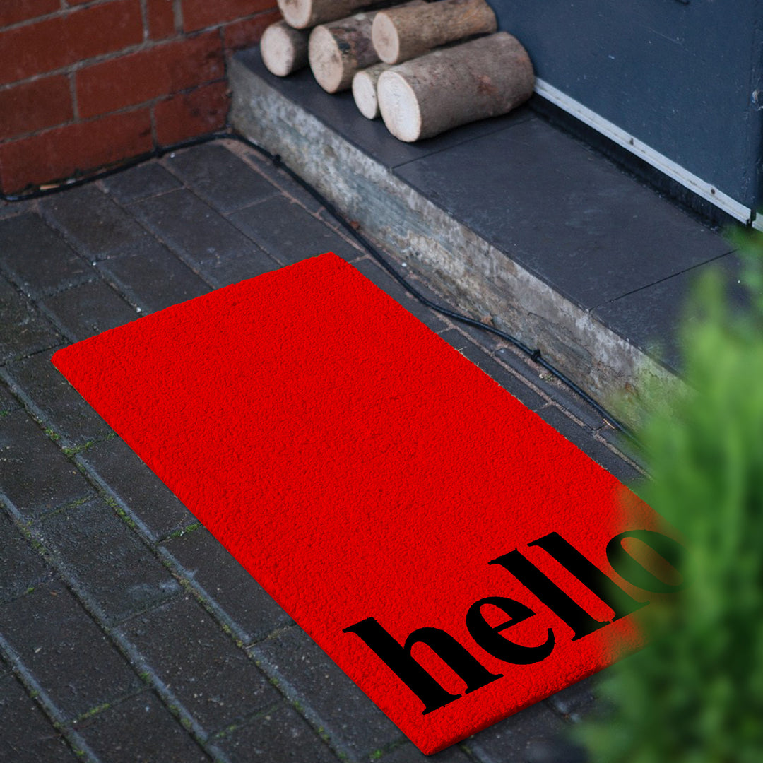 Vertical Hello Doormat Red/Black Red / 17"x29"