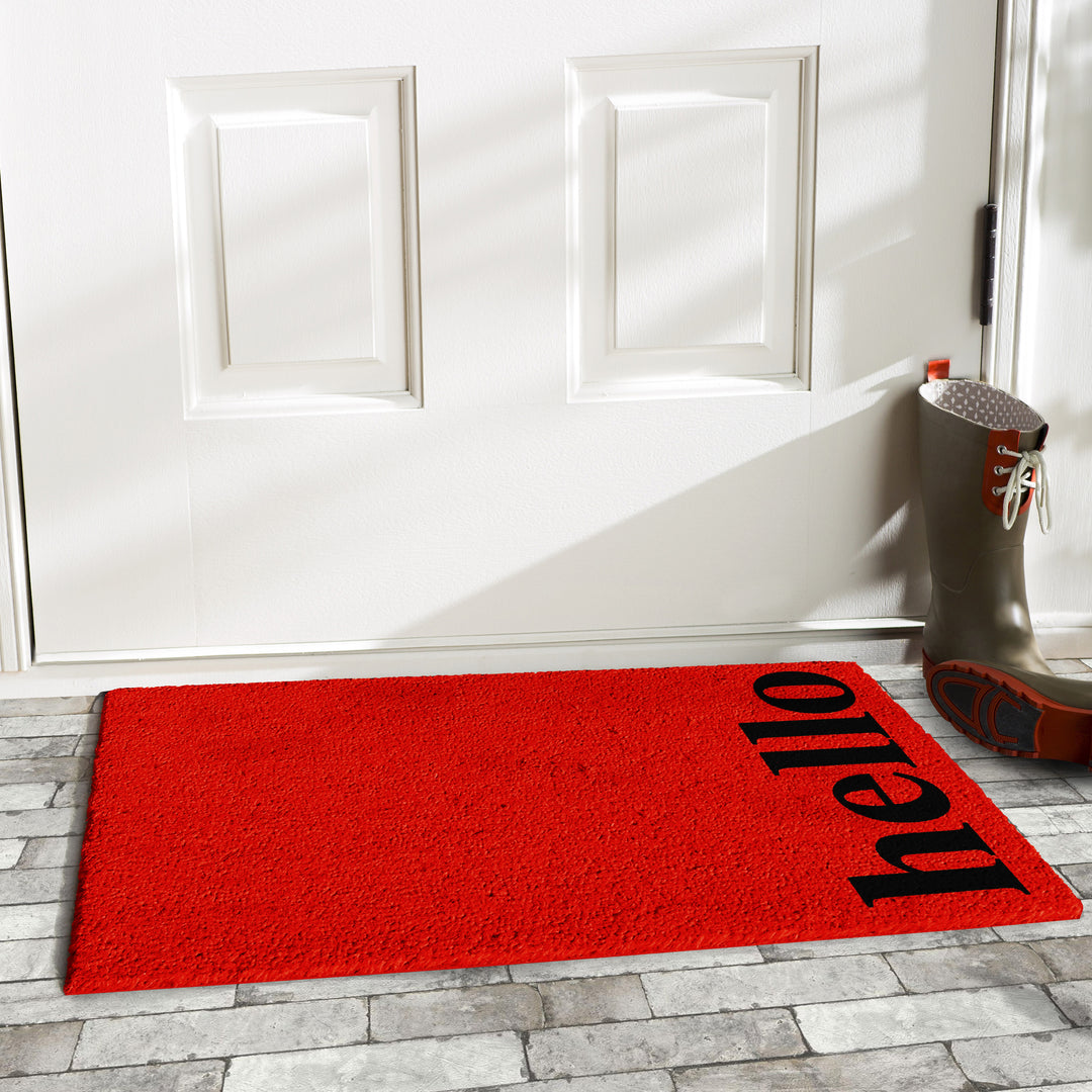 Vertical Hello Doormat Red/Black Red / 24"x36"