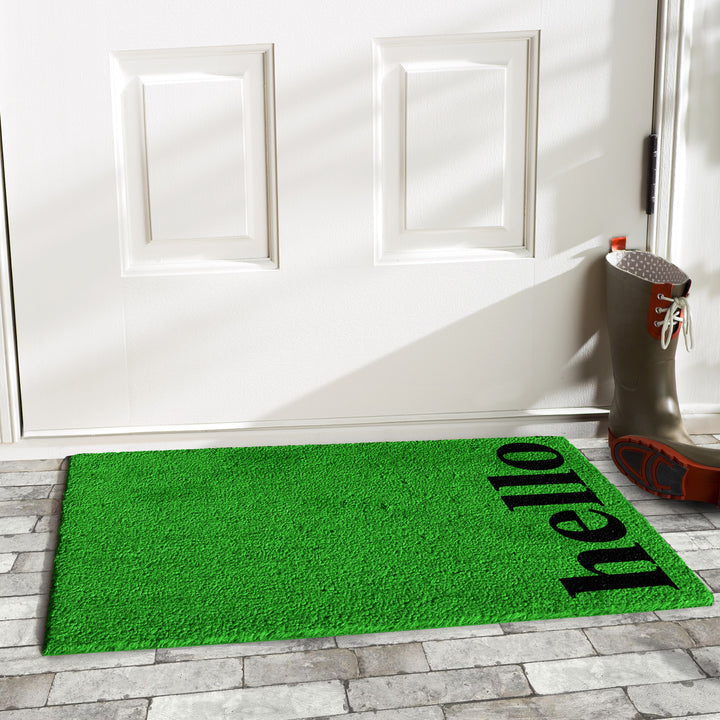Vertical Hello Doormat Green/Black Green / 17"x29"