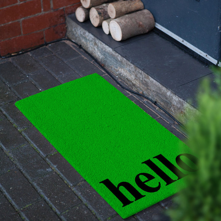 Vertical Hello Doormat Green/Black Green / 17"x29"