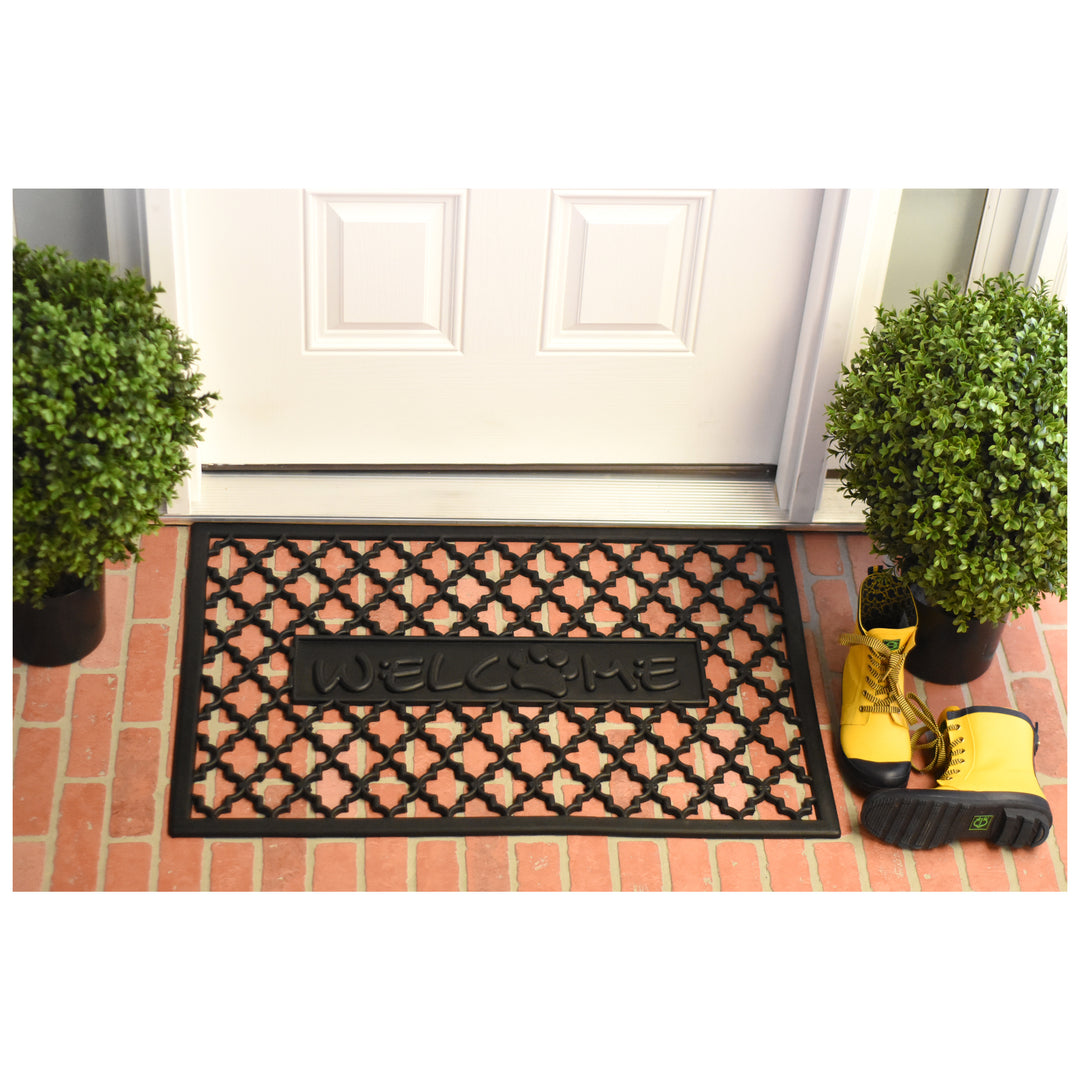 Welcome Paw Rubber Doormat 24"x36"