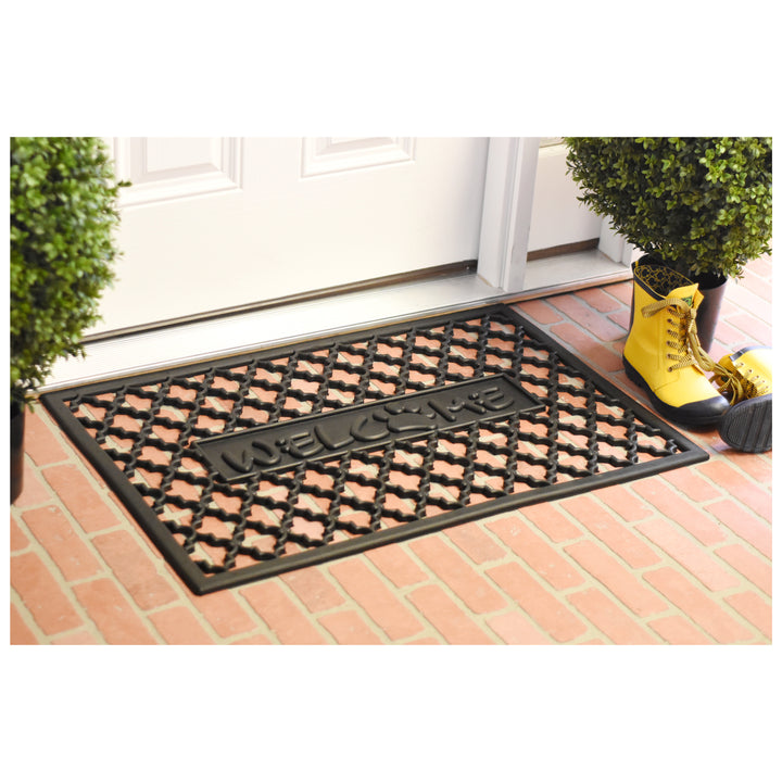 Welcome Paw Rubber Doormat 24"x36"