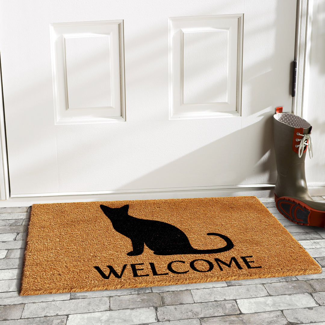 Black Cat Welcome Doormat 17"x29"