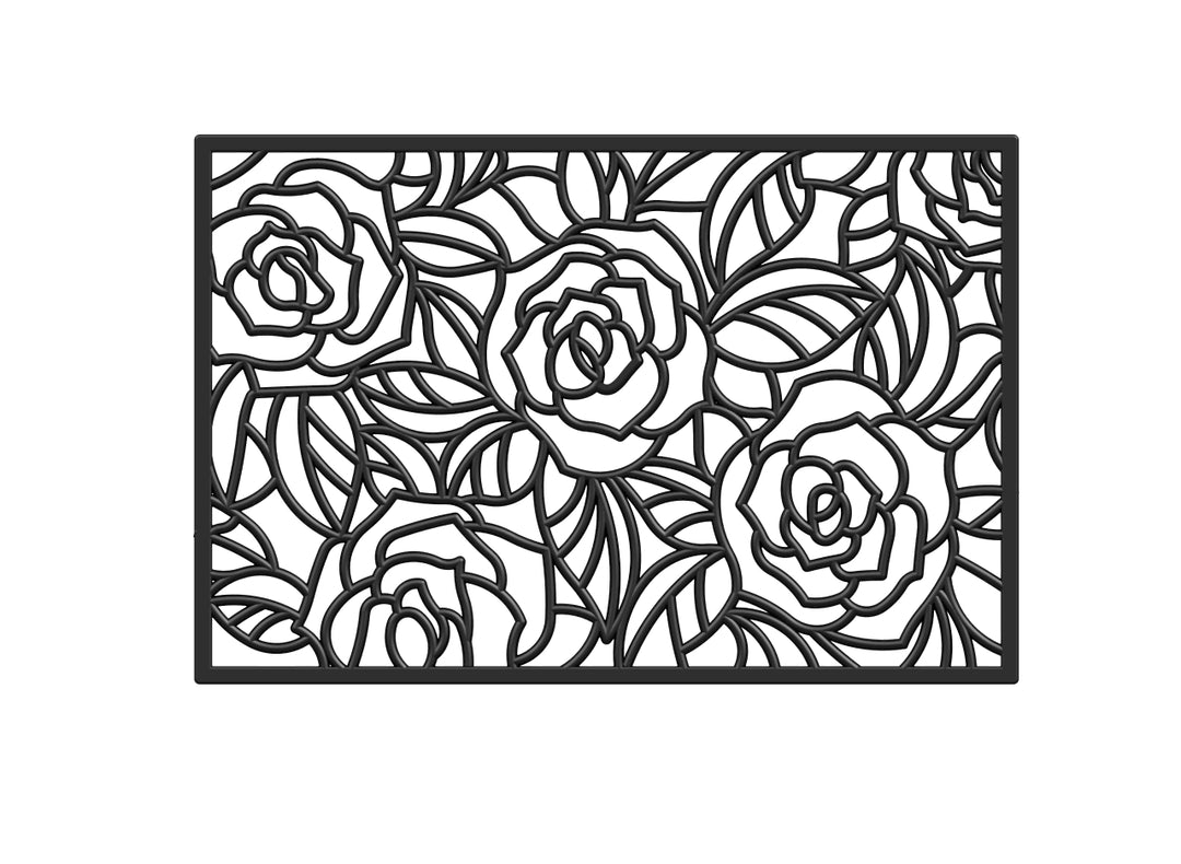 Black Rose Rubber Doormat 18"x30"