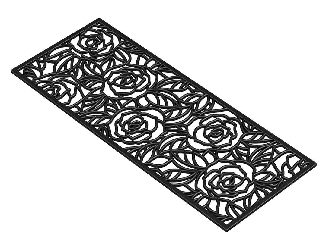 Black Rose Rubber Doormat 22"x48"