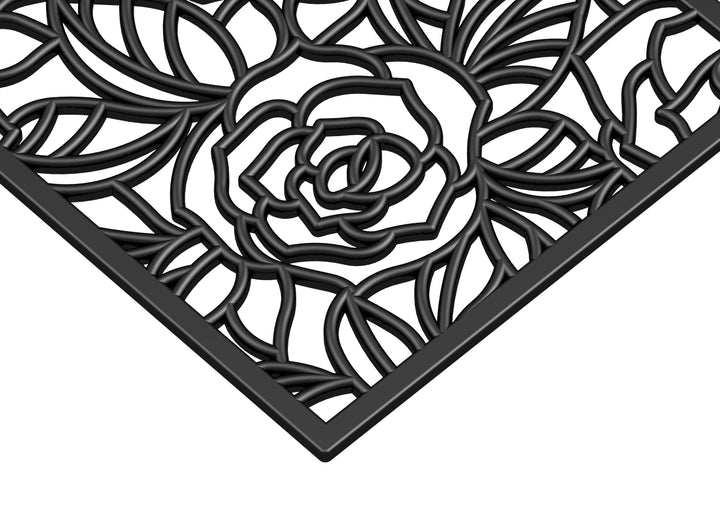 Black Rose Rubber Doormat 22"x48"