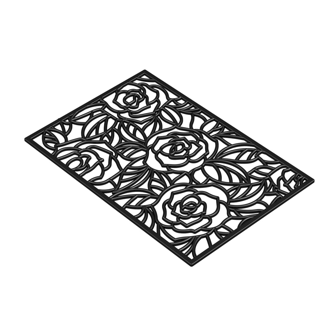 Black Rose Rubber Doormat 24"x36"