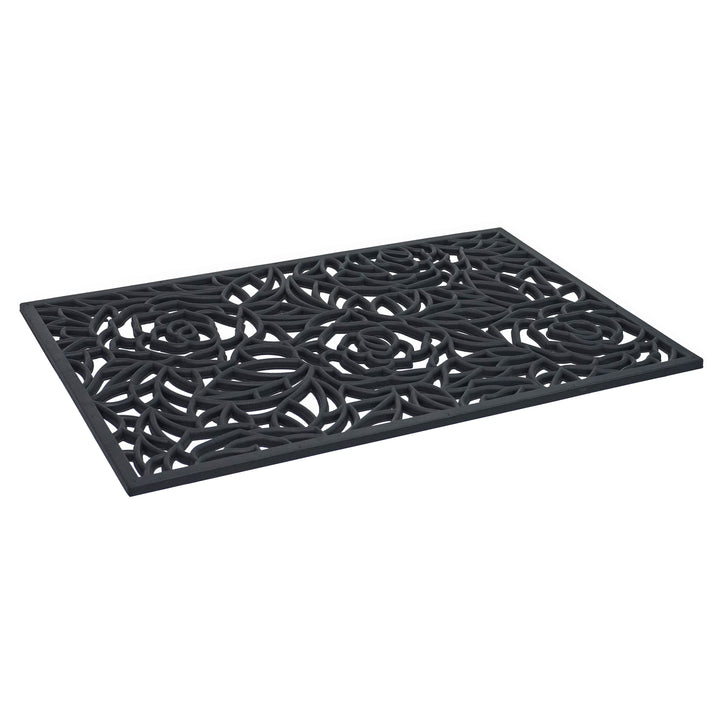 Black Rose Rubber Doormat 24"x36"