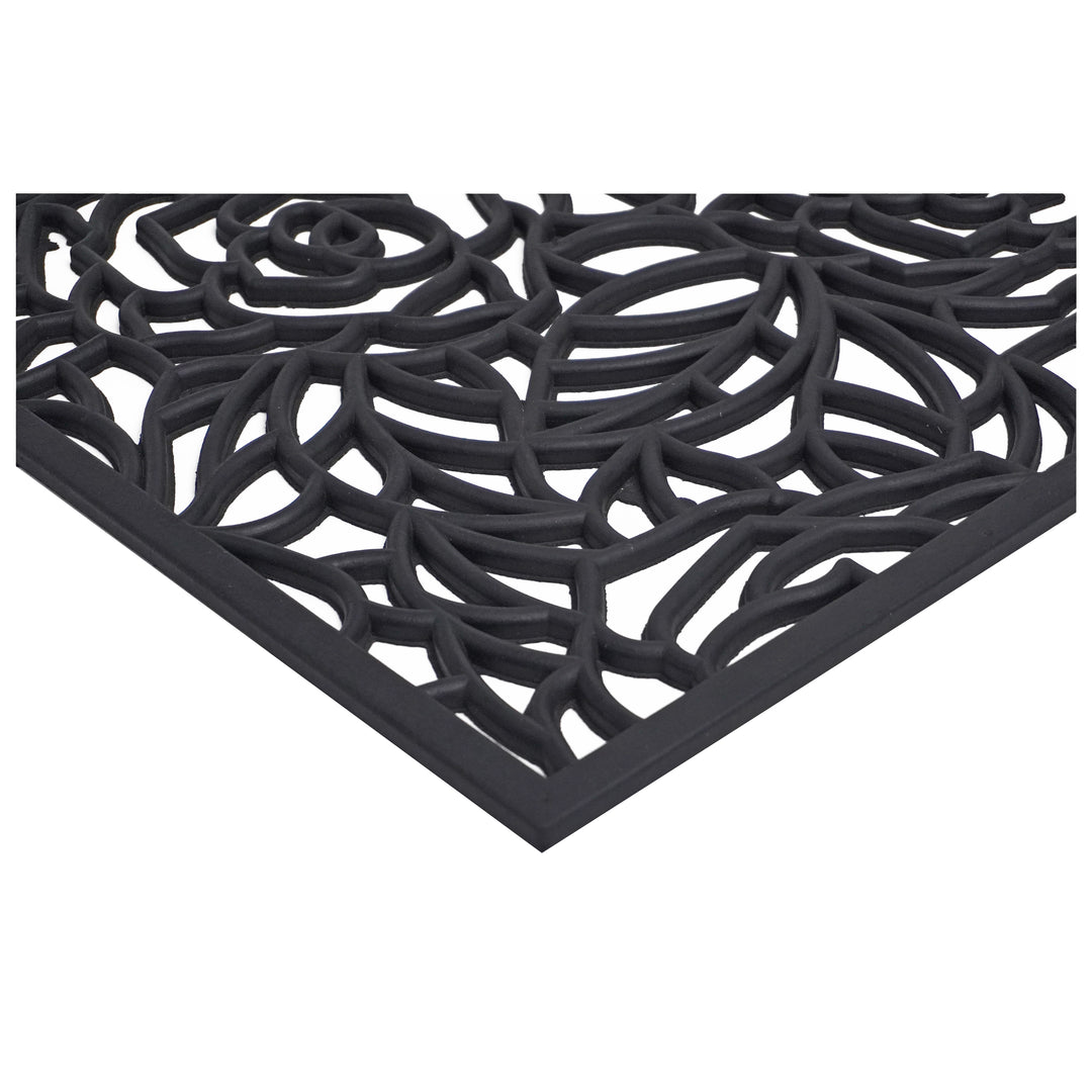 Black Rose Rubber Doormat 24"x36"