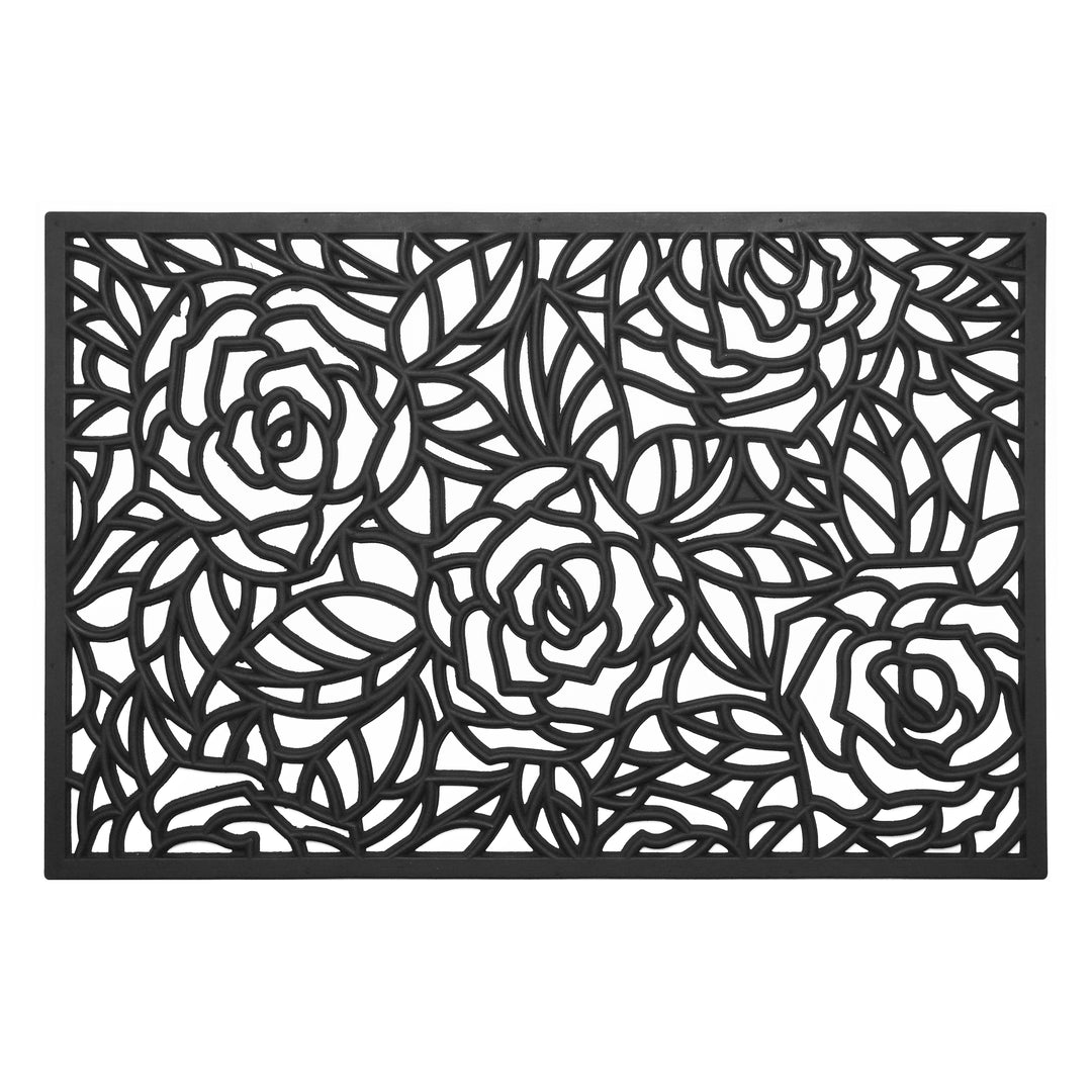 Black Rose Rubber Doormat 24"x36"