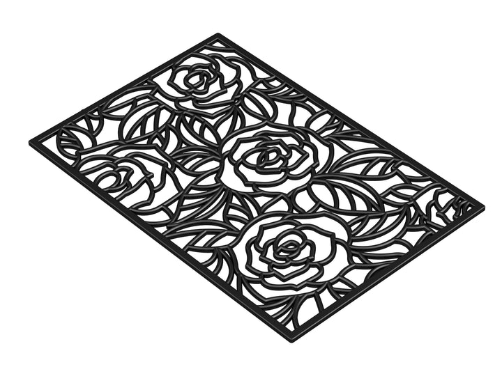 Black Rose Rubber Doormat 24"x36"
