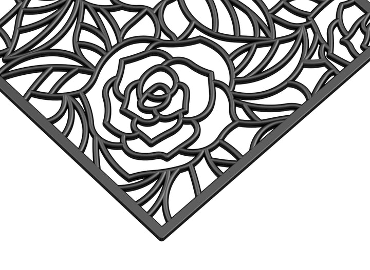 Black Rose Rubber Doormat 24"x36"
