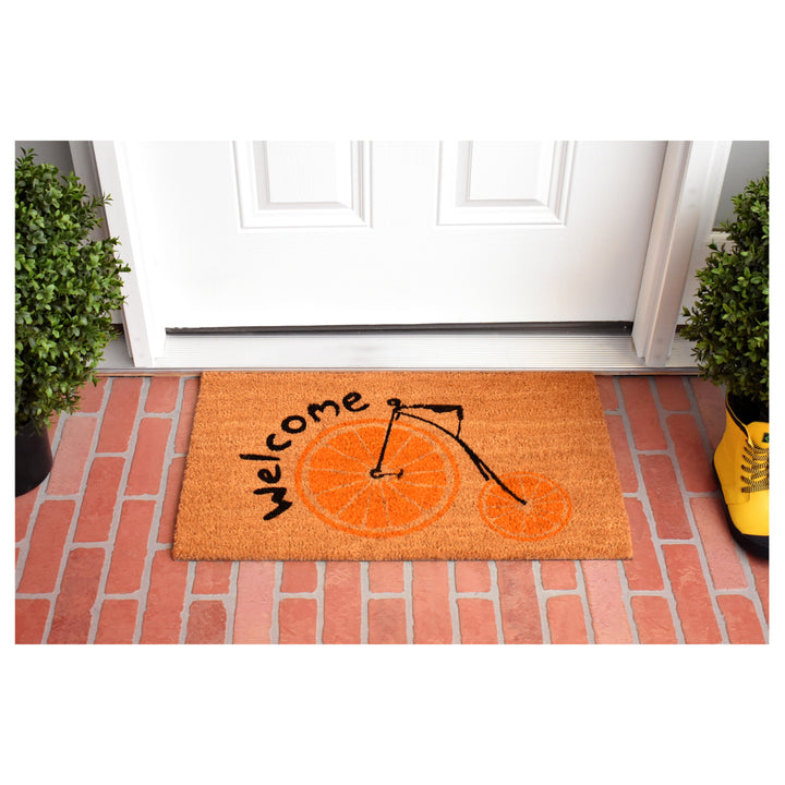 Orange Bike Welcome Doormat 17"x29"