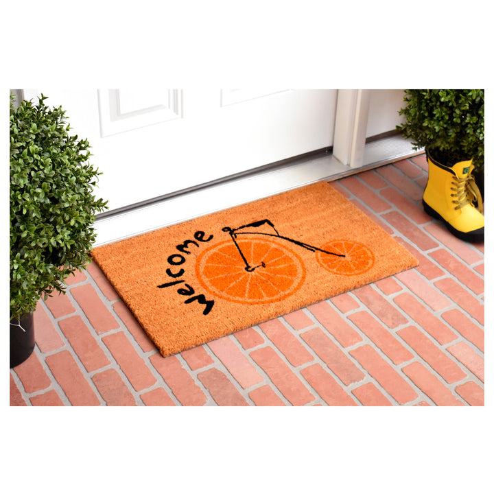 Orange Bike Welcome Doormat 17"x29"