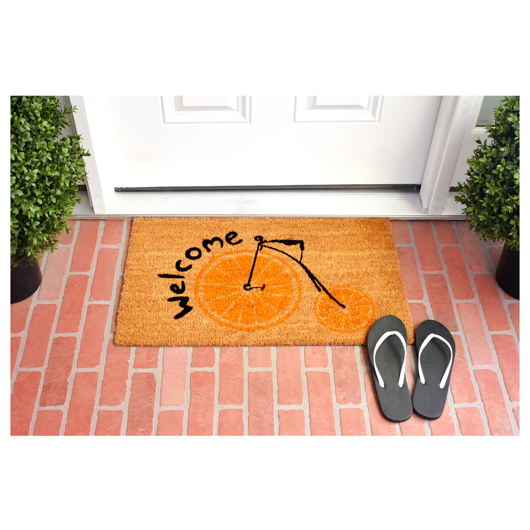 Orange Bike Welcome Doormat 17"x29"