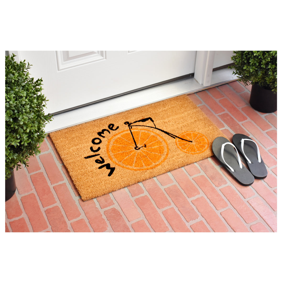 Orange Bike Welcome Doormat 17"x29"