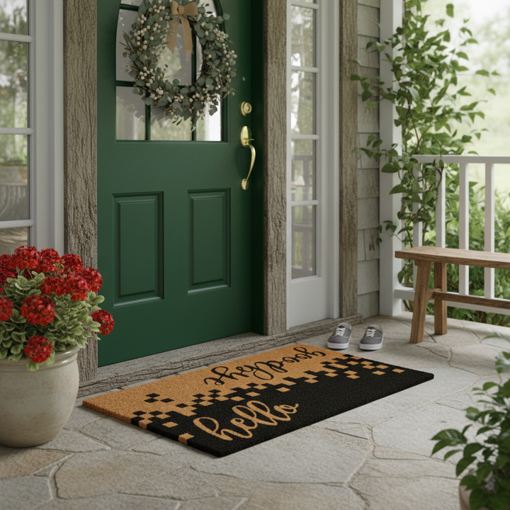Pixel Hello/ Goodbye Reversible Doormat
