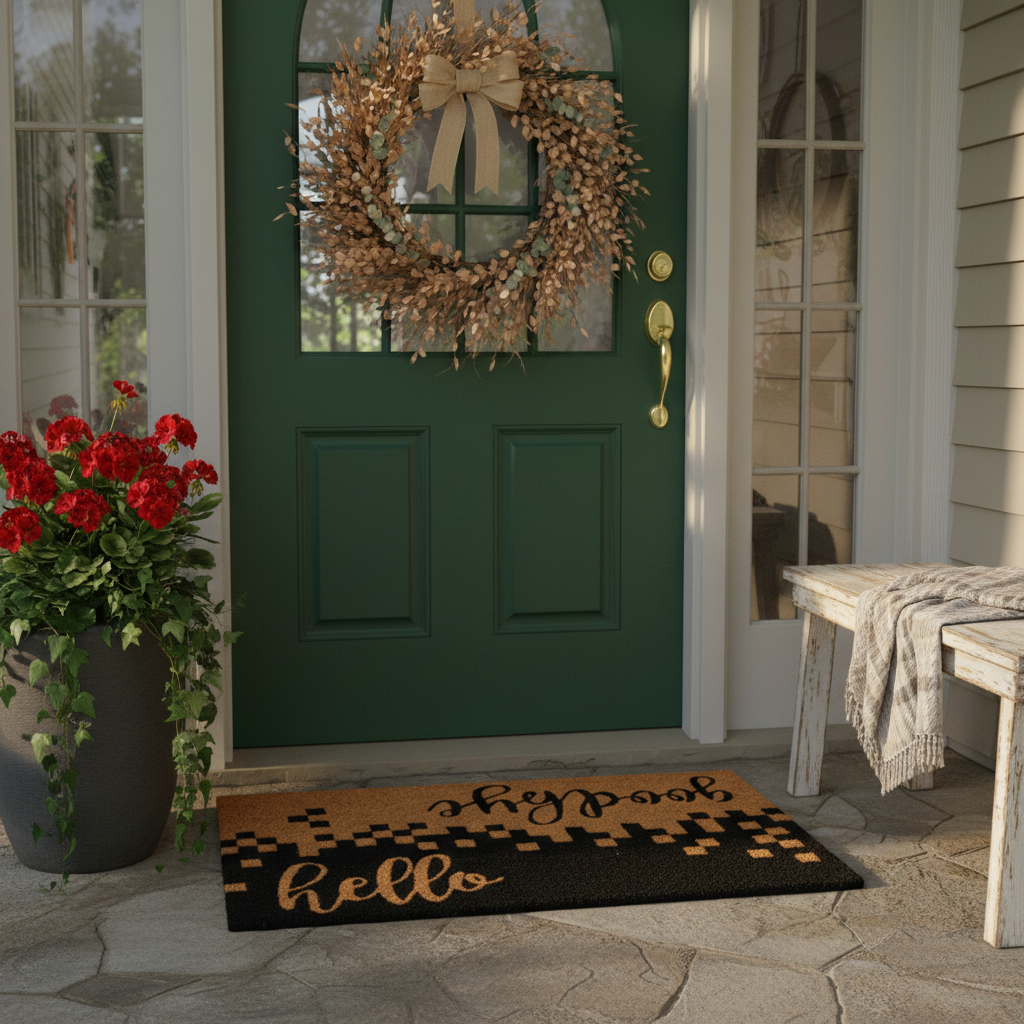 Pixel Hello/ Goodbye Reversible Doormat