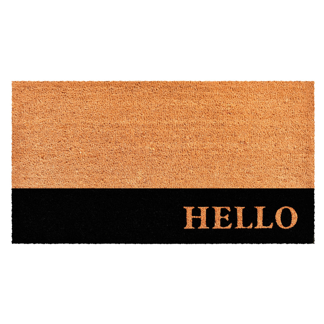 Hello Black Stripe Doormat 24"x48"