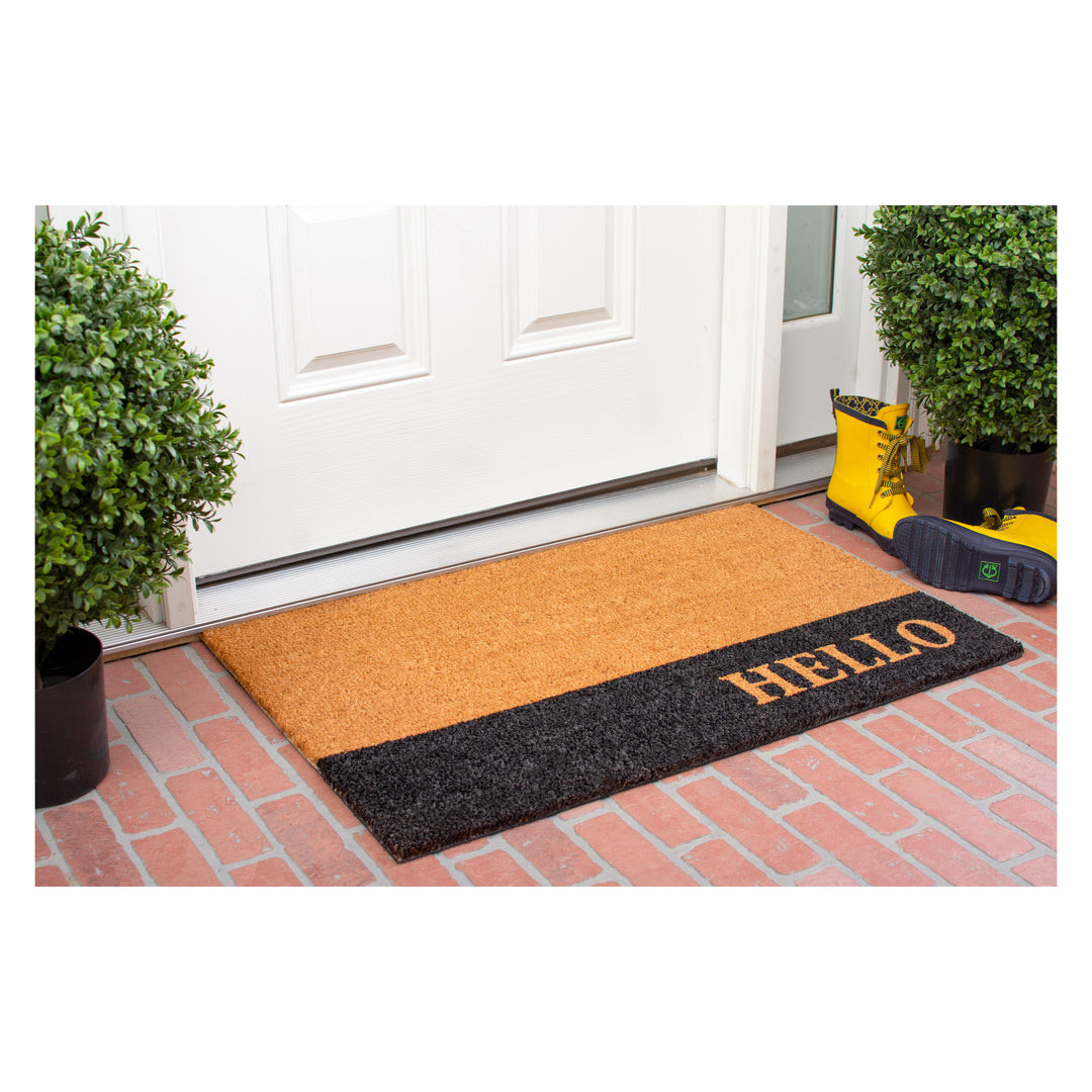 Hello Black Stripe Doormat 30"x48"