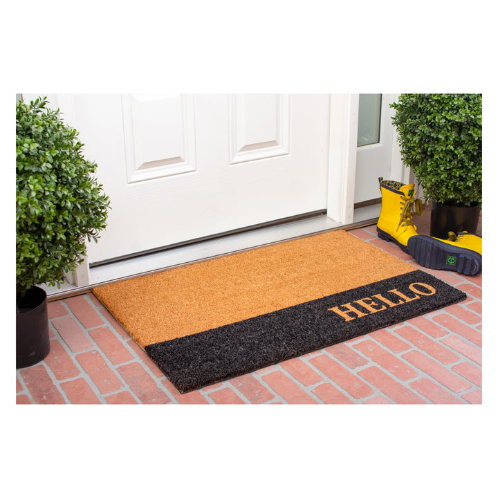 Hello Black Stripe Doormat 30"x48"