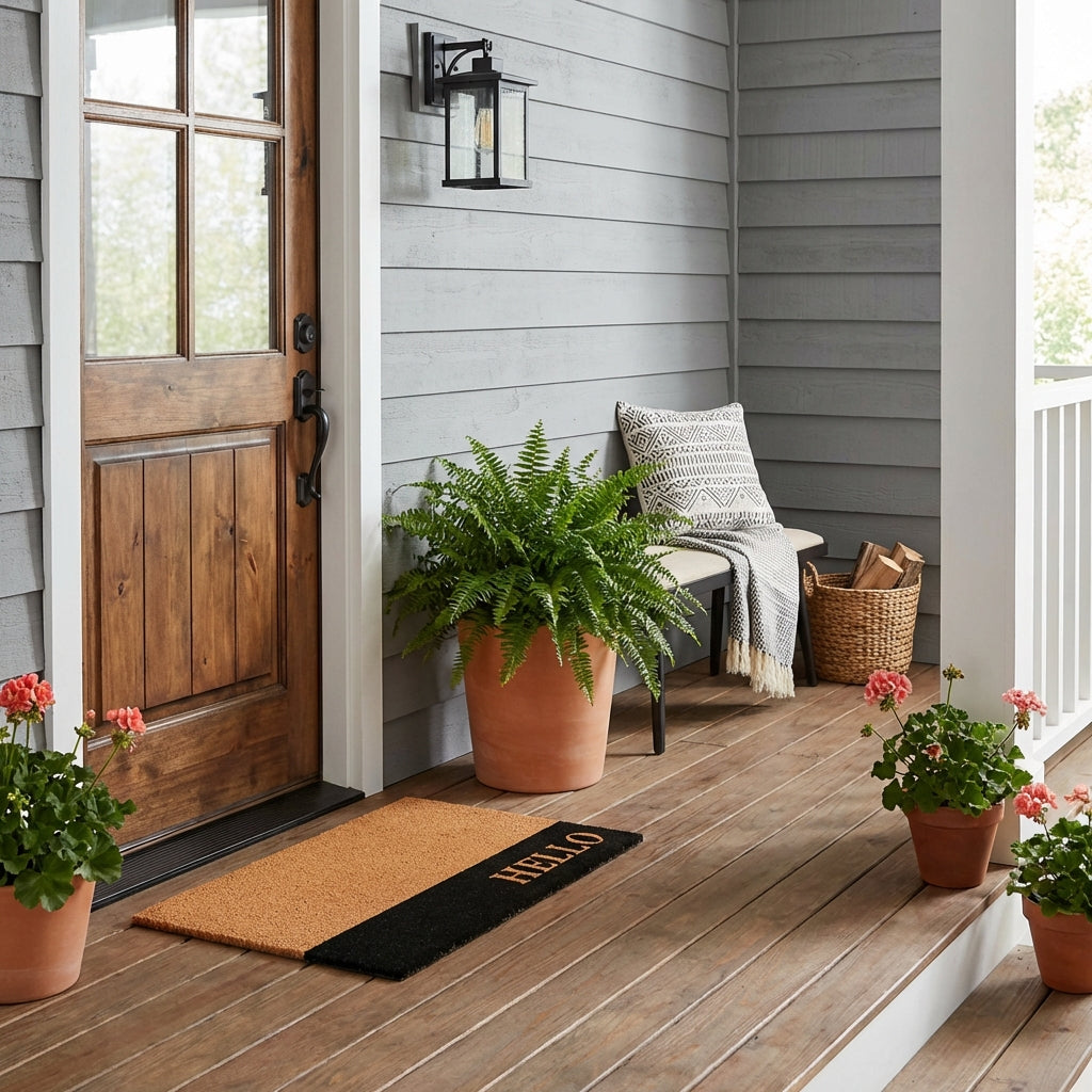 Hello/ Ciao/ Bonjour Black Stripe Doormat