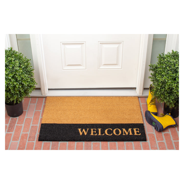 Welcome Black Stripe Doormat 17"x29"