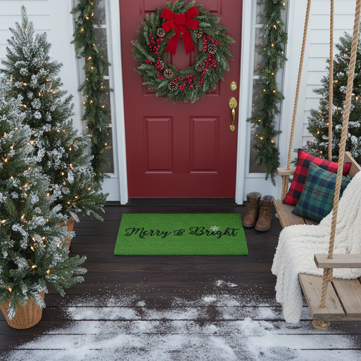 Green Merry & Bright Doormat