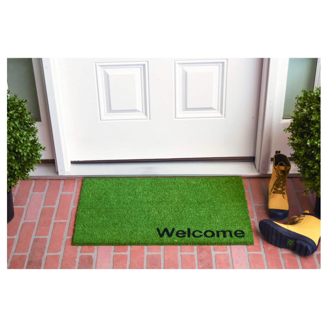 Collins Green Pastel Welcome Doormat Green / 17"x29"