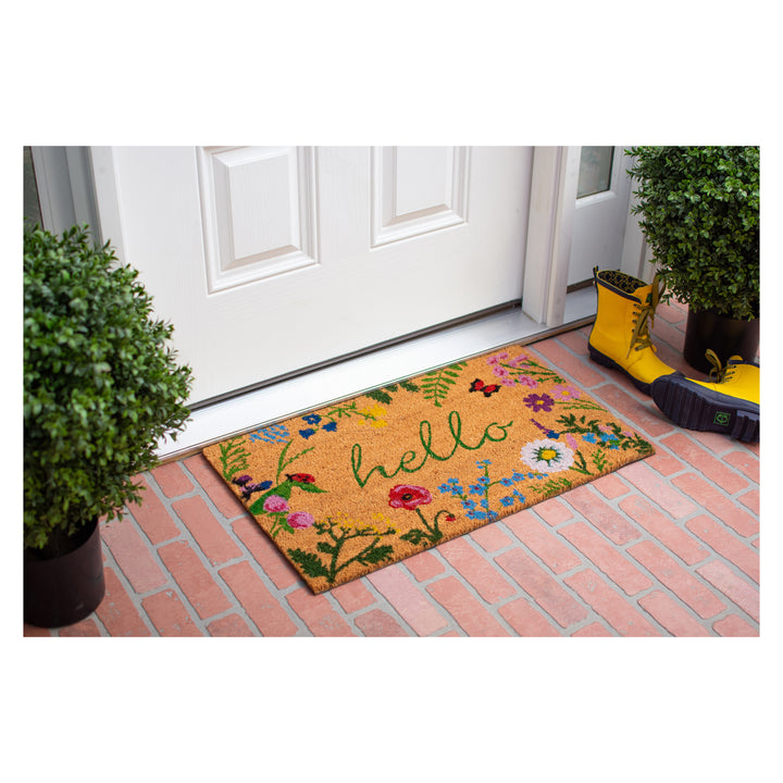 Floral Hello Doormat 17"x29"