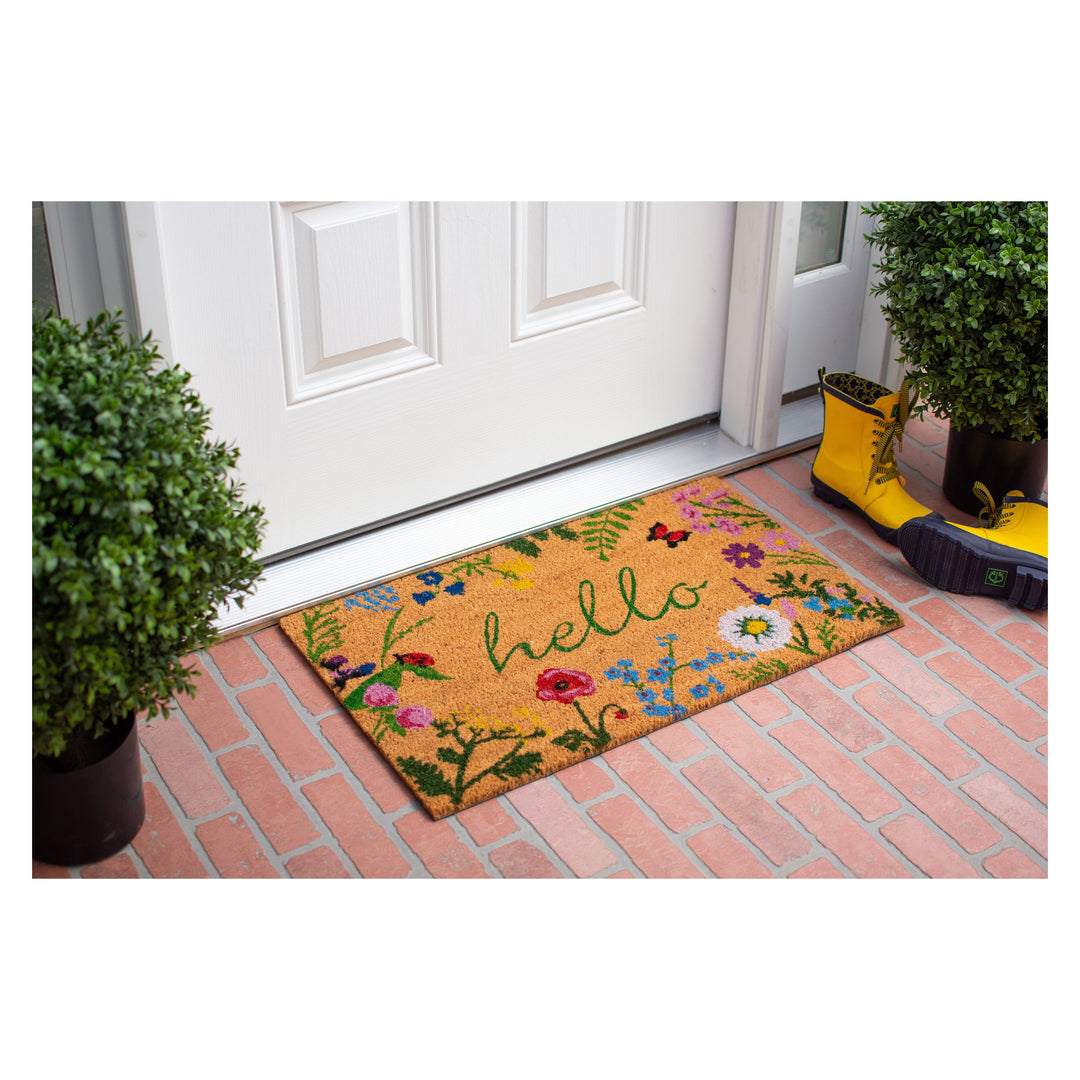 Floral Hello Doormat 17"x29"