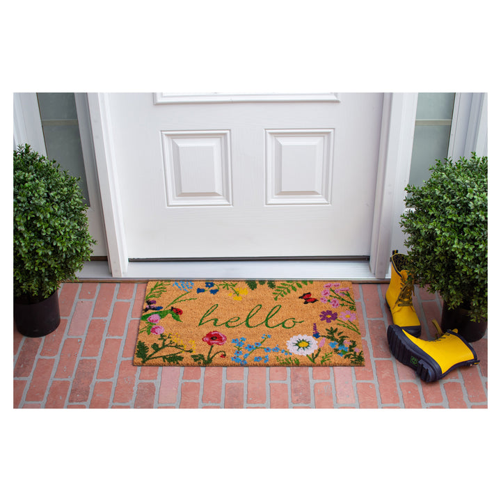Floral Hello Doormat 17"x29"