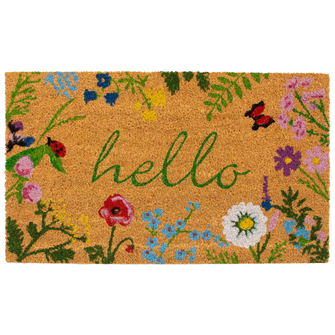 Floral Hello Doormat 17"x29"