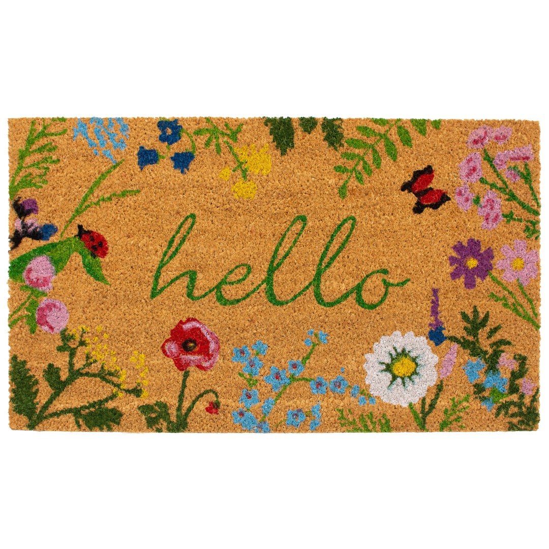 Floral Hello Doormat 17"x29"
