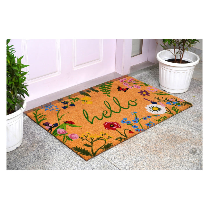 Floral Hello Doormat 24"x36"