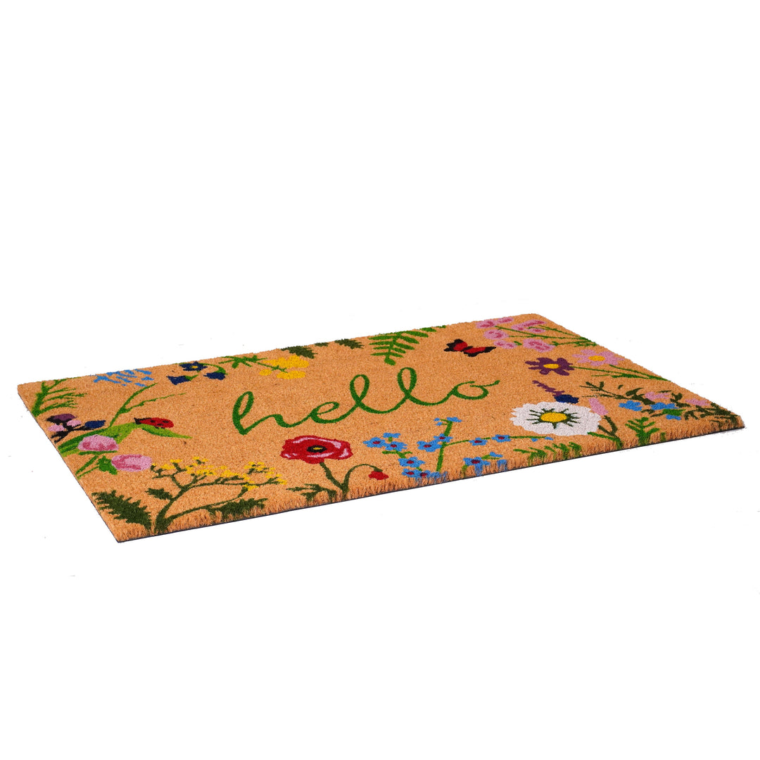 Floral Hello Doormat 24"x36"
