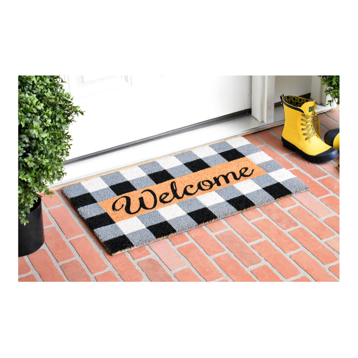 Pretty in Plaid Doormat  Black/Grey 17"x29"