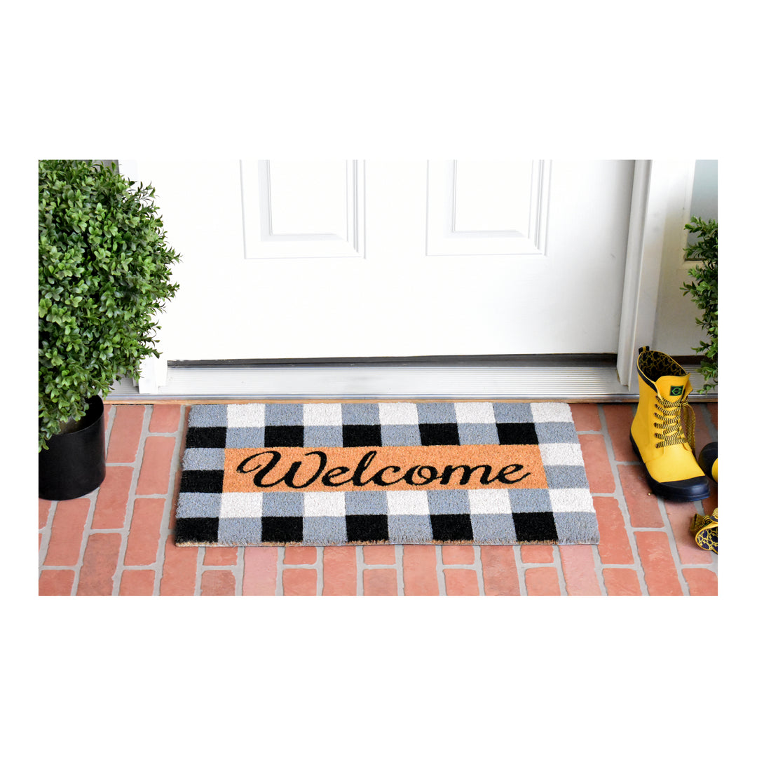 Pretty in Plaid Doormat  Black/Grey 17"x29"