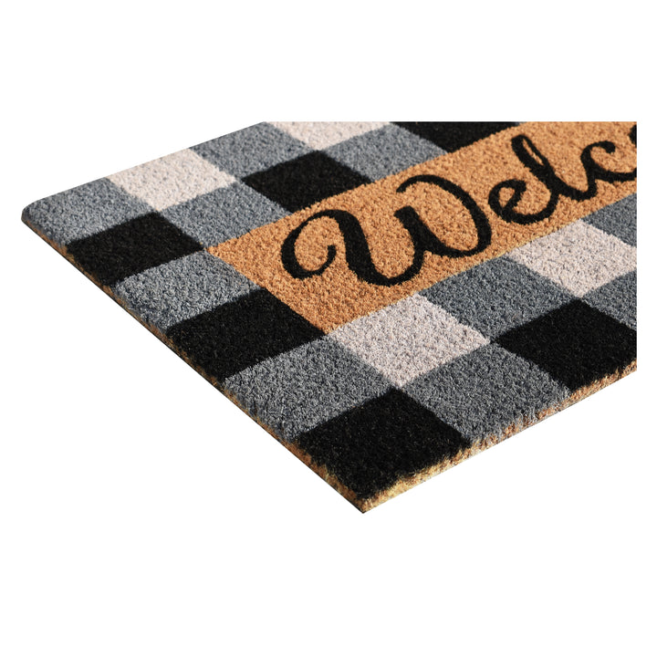 Pretty in Plaid Doormat  Black/Grey 17"x29"